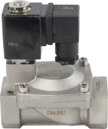 Клапан электромагнитный VS431-ET-NC-220VAC 1″ Ду25 Ру16, соленоидный двухходовой, корпус - нержавеющая сталь 304, уплотнение - EPDM, резьбовой, нормально-закрытый, пилотный, катушка - 220В