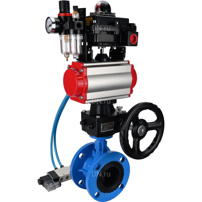 Затвор дисковый поворотный WBV1313E-2W-F-H Ду50 Ру16 фланцевый, корпус - чугун GGG40, диск - чугун GGG40, EPDM, с пневмоприводом PA-DA-105, пневмораспределителем 4V320-08 AC220V, БКВ APL-410N EX, дублером MON1-250-T26-ISO и БПВ AFC2000 в Хабаровске