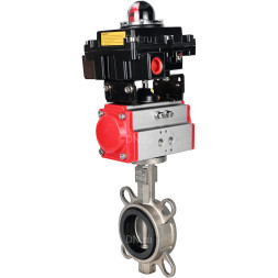 Затвор дисковый поворотный WBV3131E-2W-Fb-H Ду250 Ру16, корпус - нержавеющая сталь 304, диск - нержавеющая сталь 304, уплотнение - EPDM, с пневмоприводом PA-DA-160 и БКВ APL-410N EX