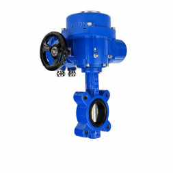 Затвор дисковый поворотный WBV1631N-2W-Fb-H Ду50 Ру16 LUG межфланцевый, корпус - чугун QT450, диск - нержавеющая сталь AISI 304, уплотнение - NBR, с электроприводом QT-N-005M-O2-220VAC-У1 с моментной муфтой и штурвалом