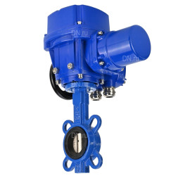 Затвор дисковый поворотный WBV1432N-2W-Fb-H Ду40 Ру16, корпус - чугун GGG50, диск - нержавеющая сталь 316L, уплотнение - NBR, с электроприводом QT-N-005M-O2-380VAC-У1