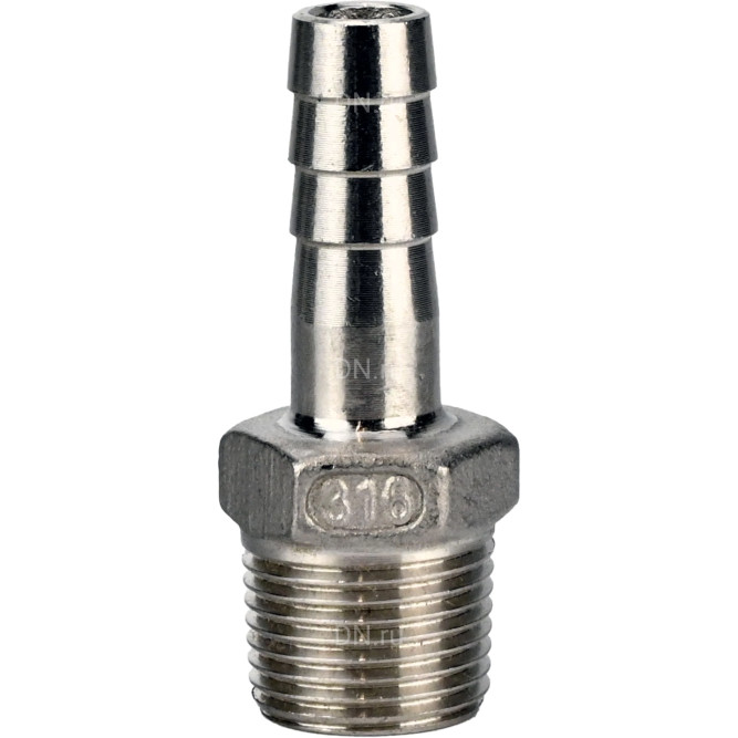 Штуцер елочка BF32-T-3/8-12 3/8″х12мм Ду10 Ру16 шланговый, корпус - нержавеющая сталь AISI 316 (CF8M), присоединение - наружная резьба/штуцер в Хабаровске