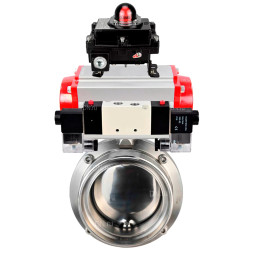 Затвор дисковый поворотный WBV3131E-2W-T-H Ду20 Ру10 резьбовой, корпус - пищевая нержавеющая сталь 304, уплотнение - EPDM, с пневмоприводом PA-DA-052, пневмораспределителем 4M320-10 AC220V, БКВ APL-410N EX