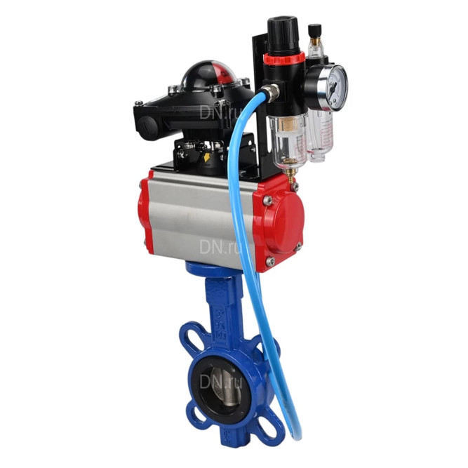 Затвор дисковый поворотный WBV1413E-2W-Fb-H Ду65 Ру16, корпус - чугун GGG50, диск - чугун GGG40, уплотнение - EPDM, с пневмоприводом PA-DA-065 двойного действия, пневмораспределителем 4M310-08 AC220V, БКВ APL-210N, БПВ AFC2000 в Хабаровске