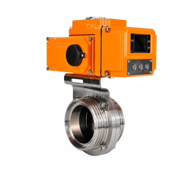 Затвор дисковый поворотный WBV3131E-2W-T-H Ду15 Ру10 резьбовой, корпус - пищевая нержавеющая сталь 304, уплотнение - EPDM, с электроприводом QT-N-005EM-B1-220VAC-У1 c датчиком обратной связи и входным управляющим сигналом 0-10В HARK в Хабаровске