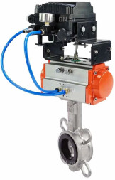 Затвор дисковый поворотный WBV3232N-2W-Fb-H Ду50 Ру16, корпус - нержавеющая сталь 316L, диск - нержавеющая сталь 316L, уплотнение - NBR, с пневмоприводом PA-DA-065 и с электропневматическим поворотным позиционером YT-1000RSN с обратной связью
