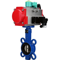 Затвор дисковый поворотный WBV1413E-2W-Fb-H Ду40 Ру16, корпус - чугун GGG50, диск - чугун GGG40, уплотнение - EPDM, с пневмоприводом PA-SA-083, пневмораспределителем 4M310-08 24В NAMUR и магнитным переключателем ALS200D