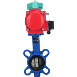 Затвор дисковый поворотный WBV1413E-2W-Fb-H Ду40 Ру16, корпус - чугун GGG50, диск - чугун GGG40, уплотнение - EPDM, с пневмоприводом PA-SA-083, пневмораспределителем 4M310-08 24В NAMUR и магнитным переключателем ALS200D