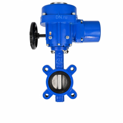 Затвор дисковый поворотный WBV1631N-2W-Fb-H Ду50 Ру16 LUG межфланцевый, корпус - чугун QT450, диск - нержавеющая сталь AISI 304, уплотнение - NBR, с электроприводом QT-N-005M-O2-380VAC-У1 с моментной муфтой и штурвалом