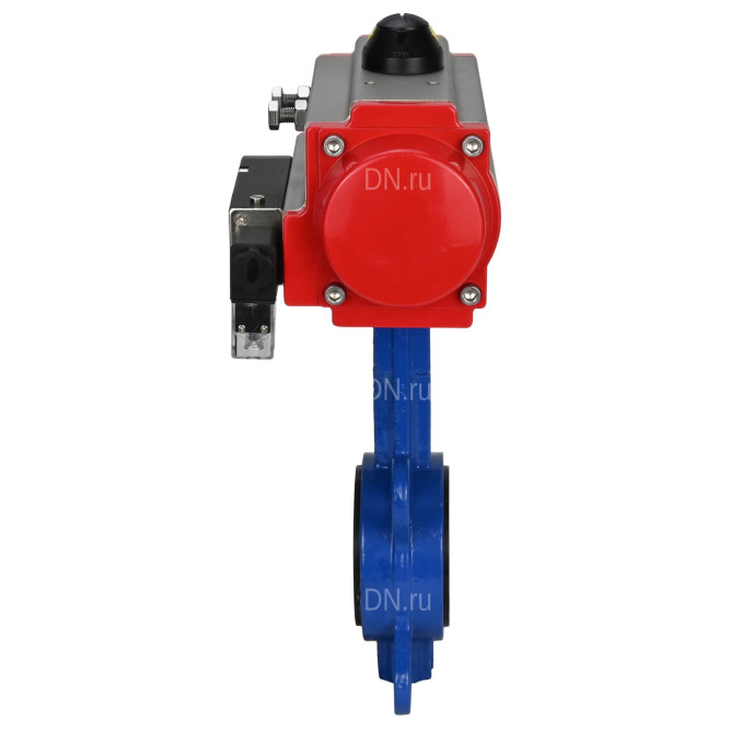 Затвор дисковый поворотный WBV1132N-2W-Fb-H Ду200 Ру16, корпус - чугун GG25, диск - нержавеющая сталь 316L, уплотнение - NBR, с пневмоприводом PA-DA-130 двойного действия, пневмораспределителем 4M310-08 AC220V в Хабаровске