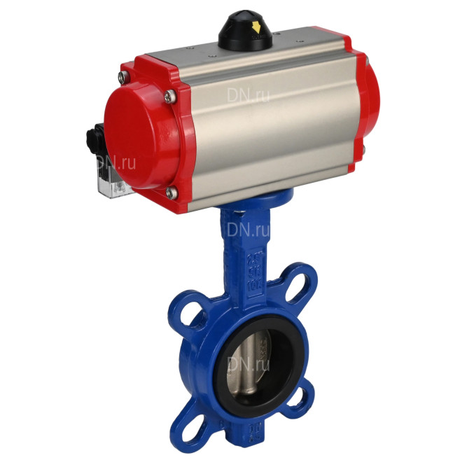 Затвор дисковый поворотный WBV1132N-2W-Fb-H Ду200 Ру16, корпус - чугун GG25, диск - нержавеющая сталь 316L, уплотнение - NBR, с пневмоприводом PA-DA-130 двойного действия, пневмораспределителем 4M310-08 AC220V в Хабаровске