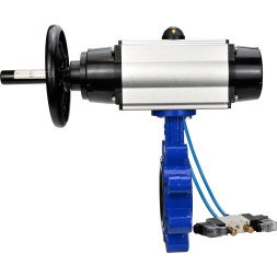 Затвор дисковый поворотный WBV1631E-2W-Fb-H Ду125 Ру16 LUG корпус - чугун QT450, диск - нержавеющая сталь 304, уплотнение - EPDM, с пневмоприводом PA-DA-105-1 и пневмораспределителем 4V320-10 AC220V