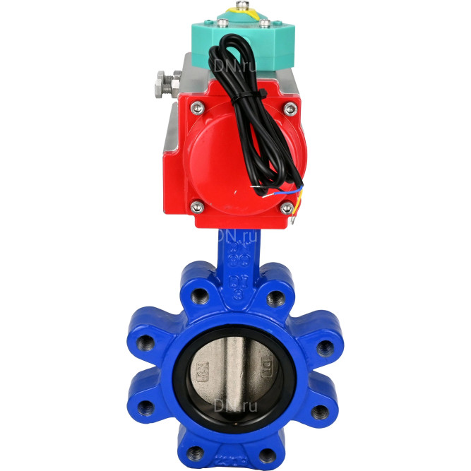 Затвор дисковый поворотный WBV1616E-2W-Fb-H Ду80 Ру16 LUG корпус - чугун QT450, диск - чугун QT450, уплотнение - EPDM, с пневмоприводом PA-DA-083 и магнитным переключателем ALS200D в Хабаровске