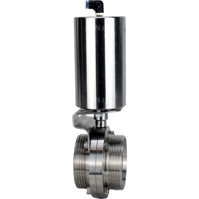 Затвор дисковый поворотный WBV3131E-2W-T-H Ду40 Ру10 резьбовой, пищевая нержавеющая сталь 304, уплотнение – EPDM, с пневмоприводом PA-SA-85 с возвратными пружинами в Хабаровске