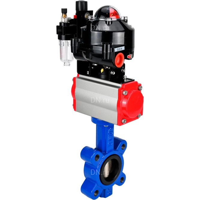 Затвор дисковый поворотный WBV1616E-2W-Fb-H Ду65 Ру16 LUG корпус - чугун QT450, диск - чугун QT450, уплотнение - EPDM, с пневмоприводом PA-SA-105, пневмораспределителем 4M310-08 DC24V, БКВ APL-510N EX и БПВ AFC2000 в Хабаровске