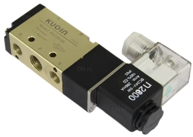 Пневмораспределитель 4V210-08 DC24V 1/4″ моностабильный, пятиканальный, для шиберных задвижек с пневмоцилиндром в Хабаровске
