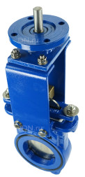 Задвижка шиберная GVKN1331N-2W-Fb-ISO Ду100 Ру10 двусторонняя, межфланцевая, шпиндель - невыдвижной, корпус - чугун GGG40, шибер - нержавеющая сталь 304, уплотнение - NBR, с ISO-фланцем и голым штоком, круглый шток 18, F10
