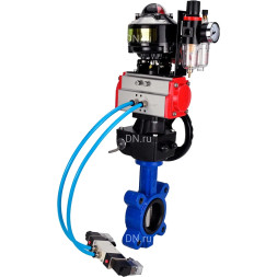 Затвор дисковый поворотный WBV1631N-2W-Fb-H Ду50 Ру16 LUG, корпус - чугун, диск - сталь 304, уплотнение - NBR, с пневмоприводом PA-DA-065, пневмораспределителем 4M320-08 AC220V, ручным дублером MON1-250-T26-ISO, БКВ APL-510N EX и БПВ AFC2000