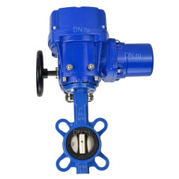Затвор дисковый поворотный WBV1432N-2W-Fb-H Ду250 Ру16, корпус - чугун GGG50, диск - нержавеющая сталь 316L, уплотнение - NBR, с электроприводом QT-N-040M-O2-380VAC-У1