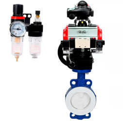 Затвор дисковый поворотный WBV3434Pf-2W-Fb-R Ду150 Ру16 корпус - углеродистая сталь WCB, диск - углеродистая сталь WCB, футерованный PTFE, уплотнение - PTFE, с PA-DA-105, 4V320-08 AC220V, APL-210N, MON3-700-T38-ISO и AFC2000