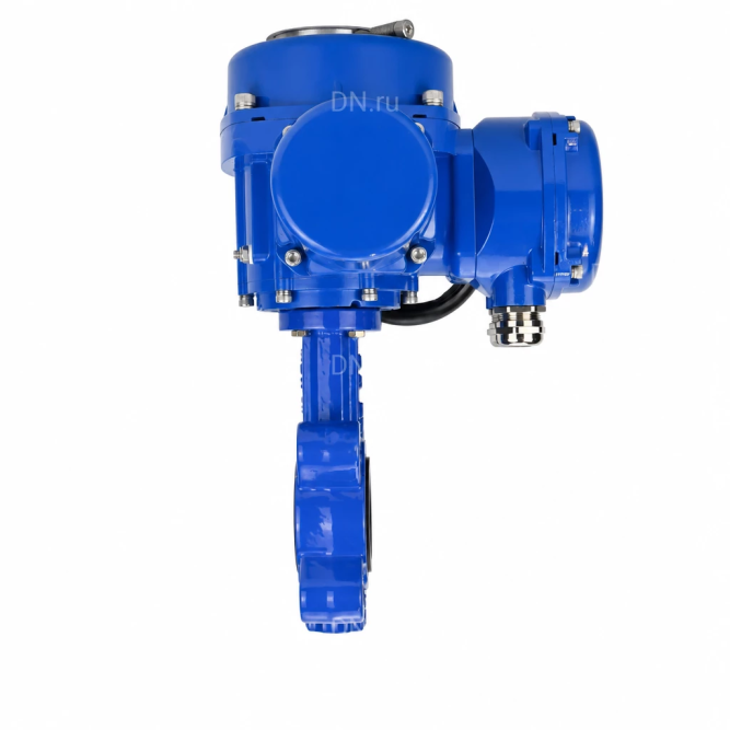 Затвор дисковый поворотный WBV1616E-2W-Fb-H Ду125 Ру16 LUG межфланцевый, корпус - чугун QT450, диск - чугун QT450, уплотнение - EPDM, с электроприводом QT-N-015M-O2-380VAC-У1 с моментной муфтой и штурвалом в Хабаровске