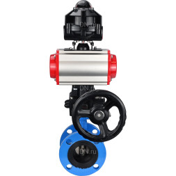 Затвор дисковый поворотный WBV1313E-2W-F-H Ду150 Ру16 фланцевый, корпус - чугун GGG40, диск - чугун GGG40, EPDM, с пневмоприводом PA-DA-130, пневмораспределителем 4M310-08 AC220V, БКВ APL-510N EX и ручным дублером MON1-250-T26-ISO