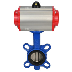 Затвор дисковый поворотный WBV1132N-2W-Fb-H Ду40 Ру16, корпус - чугун GG25, диск - нержавеющая сталь 316L, уплотнение - NBR, с пневмоприводом PA-DA-052 двойного действия, пневмораспределителем 4M310-08 DC24V