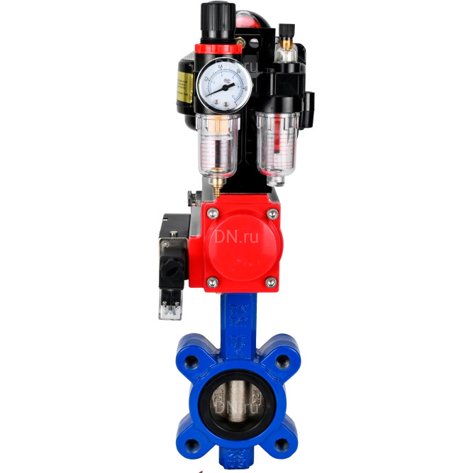 Затвор дисковый поворотный WBV1616E-2W-Fb-H Ду100 Ру16 LUG корпус - чугун QT450, диск - чугун QT450, уплотнение - EPDM, с пневмоприводом PA-SA-130, пневмораспределителем 4M310-08 DC24V, БКВ APL-510N EX и БПВ AFC2000 в Хабаровске