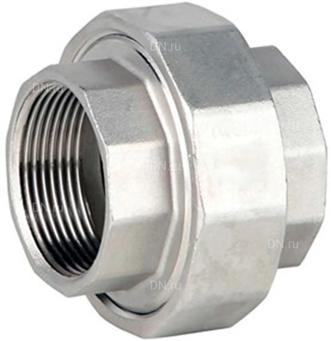 Соединение разъемное (американка) А-304-ВР-ВР-PTFE 1/2″ Ду15 Ру20 с уплотнением под гайкой по плоскости, корпус - нержавеющая сталь AISI 304, присоединение - внутренняя/внутренняя резьба, тип резьбы - BSPP в Хабаровске