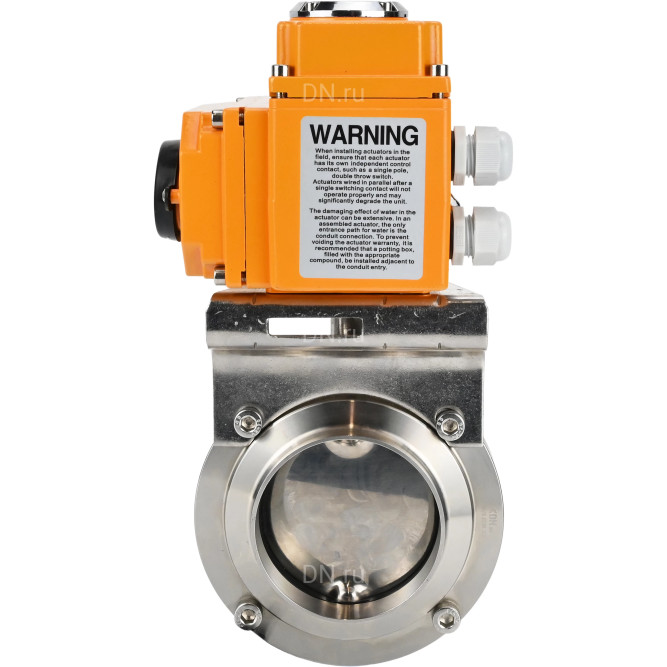 Затвор дисковый поворотный WBV3131E-2W-W-H Ду32 Ру10 под приварку, корпус - пищевая нержавеющая сталь 304, уплотнение - EPDM, с электроприводом QT-N-003EM-O1-220VAC-У1 220В HARK в Хабаровске