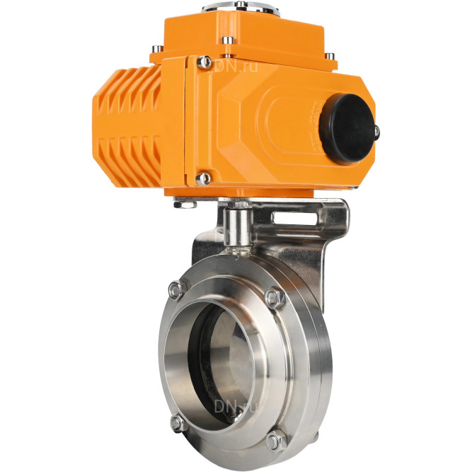 Затвор дисковый поворотный WBV3131E-2W-W-H Ду32 Ру10 под приварку, корпус - пищевая нержавеющая сталь 304, уплотнение - EPDM, с электроприводом QT-N-003EM-O1-220VAC-У1 220В HARK в Хабаровске