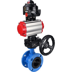 Затвор дисковый поворотный WBV1313E-2W-F-H Ду80 Ру16 фланцевый, корпус - чугун GGG40, диск - чугун GGG40, уплотнение - EPDM, с пневмоприводом PA-DA-105, БКВ APL-510N EX и ручным дублером MON1-250-T26-ISO