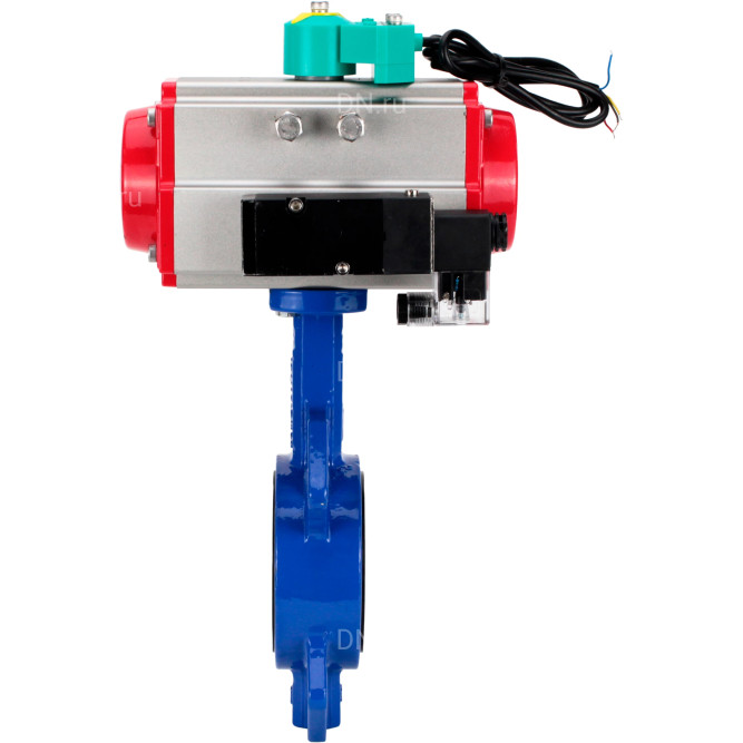 Затвор дисковый поворотный WBV1432E-2W-Fb-H Ду40 Ру16 корпус - чугун GGG50, диск - нержавеющая сталь 316L, уплотнение - EPDM, с пневмоприводом PA-DA-052, пневмораспределителем 4M310-08 AC220V и магнитным переключателем ALS200D в Хабаровске