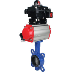 Затвор дисковый поворотный WBV1132N-2W-Fb-H Ду200 Ру16, корпус - чугун GG25, диск - нержавеющая сталь 316L, уплотнение - NBR, с пневмоприводом PA-DA-130 двойного действия, пневмораспределителем 4M310-08 DC24V, БКВ APL-410N EX