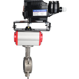 Затвор дисковый поворотный WBV3131E-2W-Fb-H Ду250 Ру16, корпус - нержавеющая сталь 304, диск - нержавеющая сталь 304, уплотнение - EPDM, с пневмоприводом PA-DA-160, позиционером YT-1000RSN без обратной связи и ручным дублером MON4-1200-T54-ISO