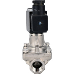 Клапан электромагнитный VS731-PT-NC-220VAC 1″ Ду25 Ру10 соленоидный двухходовой, корпус - нержавеющая сталь 304, уплотнение - PTFE, внутренняя резьба, прямого действия, нормально закрытый, с нулевым перепадом давления, катушка - 220В
