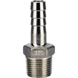 Штуцер елочка BF32-T-3/4-25 3/4″х25мм Ду20 Ру16 шланговый, корпус - нержавеющая сталь AISI 316 (CF8M), присоединение - наружная резьба/штуцер