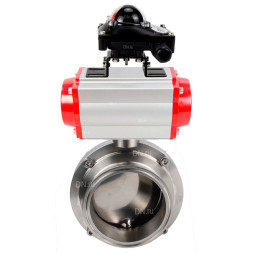 Затвор дисковый поворотный кламповый WBV3131S-2W-C-H Ду20 Ру10 корпус - пищевая нержавеющая сталь 304, уплотнение – Silicon, с пневмоприводом PA-DA-065 и БКВ APL-210N