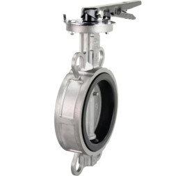 Затвор дисковый поворотный WBV3131V-2W-Fb-H Ду100 Ру16 межфланцевый, корпус - нержавеющая сталь 304, диск - нержавеющая сталь 304, уплотнение - VITON, с рукояткой, с ISO-фланцем F07, квадрат 11х11