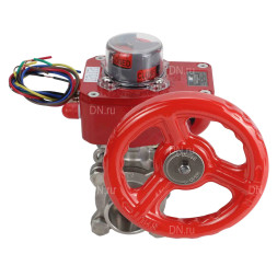 Кран шаровой BV3232P(3pc)-FP-W-ISO-H Ду50 Ру40 полнопроходной двухходовой, нержавеющая сталь SS316, под приварку, уплотнение - PTFE, с ISO фланцем и редуктором HGBF RQN1-180Z с индикатором положения и датчиком обратной связи