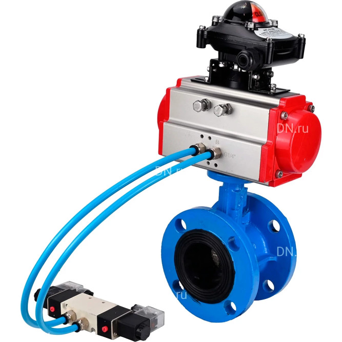 Затвор дисковый поворотный WBV1313E-2W-F-H Ду65 Ру16, корпус - чугун GGG40, диск - чугун GGG40, уплотнение - EPDM, с пневмоприводом PA-DA-105, пневмораспределителем 4M320-10 AC220V и БКВ APL-210N в Хабаровске