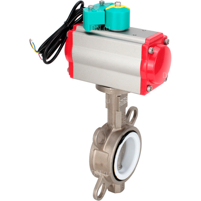 Затвор дисковый поворотный WBV3232P-2W-Fb-H Ду50 Ру16 корпус - нержавеющая сталь 316L, диск - нержавеющая сталь 316L, уплотнение - PTFE, с пневмоприводом PA-DA-083 и магнитным переключателем ALS200D в Хабаровске