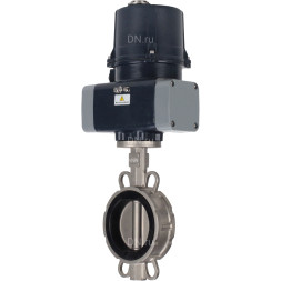 Затвор дисковый поворотный WBV3232N-2W-Fb-H Ду200 Ру16, корпус - нержавеющая сталь 316L, диск - нержавеющая сталь 316L, уплотнение - NBR, с электроприводом QTSA-N-030EM-O0-220VAC с пружинным возвратом