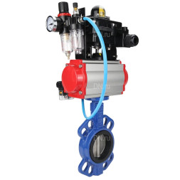 Затвор дисковый поворотный WBV1413E-2W-Fb-H Ду80 Ру16, корпус - чугун GGG50, диск - чугун GGG40, уплотнение - EPDM, с пневмоприводом PA-DA-083 двойного действия, пневмораспределителем 4M310-08 DC24V, БКВ APL-410N EX, БПВ AFC2000
