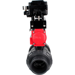 Кран шаровой BV4242E-FP-GRM-ISO Дн25 Ру10 полнопроходной, корпус - НПВХ, шар - НПВХ, уплотнение - EPDM, с пневмоприводом PA-SA-052 и пневмопозиционером YT-1000RSN без обратной связи