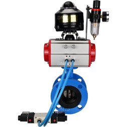Затвор дисковый поворотный WBV1313E-2W-F-H Ду125 Ру16 фланцевый, корпус - чугун GGG40, диск - чугун GGG40, EPDM, с пневмоприводом PA-DA-130, пневмораспределителем 4V320-08 AC220V, БКВ APL-510N EX и БПВ AFC2000