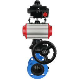 Затвор дисковый поворотный WBV1313E-2W-F-H Ду65 Ру16 фланцевый, корпус - чугун GGG40, диск - чугун GGG40, EPDM, с пневмоприводом PA-DA-105, пневмораспределителем 4V320-10 AC220V, БКВ APL-410N EX и ручным дублером MON1-250-T26-ISO