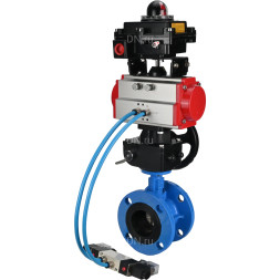 Затвор дисковый поворотный WBV1313E-2W-F-H Ду80 Ру16 фланцевый, корпус - чугун GGG40, диск - чугун GGG40, EPDM, с пневмоприводом PA-DA-105, пневмораспределителем 4V320-10 AC220V, БКВ APL-410N EX и ручным дублером MON1-250-T26-ISO