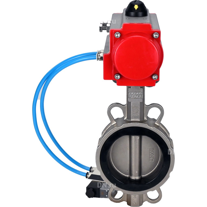 Затвор дисковый поворотный WBV3232E-2W-Fb-H Ду100 Ру16, корпус - нержавеющая сталь 316L, диск - нержавеющая сталь 316L, уплотнение - EPDM, с пневмоприводом PA-DA-083 двойного действия, с пневмораспределителем 4V320-08 AC220V в Хабаровске