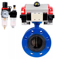 Затвор дисковый поворотный WBV1331E-2W-F-H Ду125 Ру16, корпус - чугун GGG40, диск - нержавеющая сталь 304, уплотнение - EPDM, с пневмоприводом PA-SA-160, пневмораспределителем 4M320-08 AC220V и БПВ AFC2000
